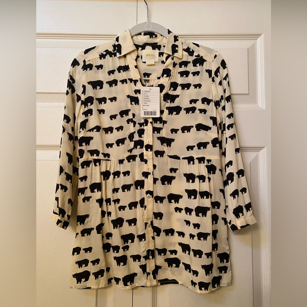 Anthropologie Maeve Bear Blouse Button Down size 0 NWT